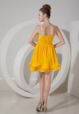 One Shoulder Yellow Chiffon Short Bridesmaid Dress Alibaba