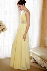 Beautiful V-neck Beaded Yellow Chiffon Dress For Prom Party
