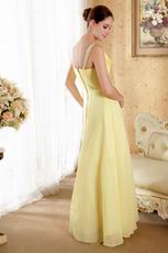 Beautiful V-neck Beaded Yellow Chiffon Dress For Prom Party