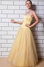 Simple Sweetheart A-line Moon Yellow Tulle Formal Party Dress