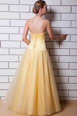 Simple Sweetheart A-line Moon Yellow Tulle Formal Party Dress