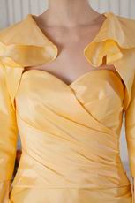 Inexpensive Sweetheart Neck Yellow Short Prom Dress With Jacket