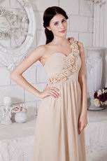 Best One Shoulder Champagne Chiffon Evening With Rosette