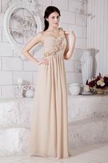 Best One Shoulder Champagne Chiffon Evening With Rosette