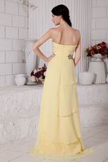 High Low Layers Skirt Yellow Chiffon Women Evening Dress