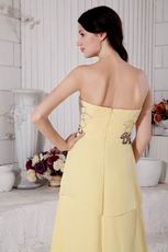 High Low Layers Skirt Yellow Chiffon Women Evening Dress