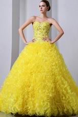 Light Yellow Corset Back Ruffles Skirt Quiceanera Dress