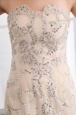 Gorgeous Strapless Beaded Fishtail Champagne Evening Dress
