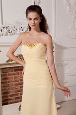 Sweetheart A-line Corset Skirt Yellow Chiffon Prom Dress