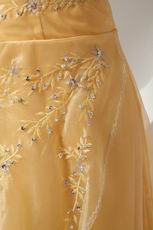 Sweetheart Embroidered Golden Yellow Skirt Prom Dress Elegant