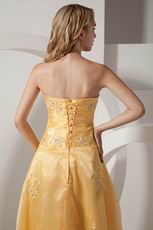 Sweetheart Embroidered Golden Yellow Skirt Prom Dress Elegant