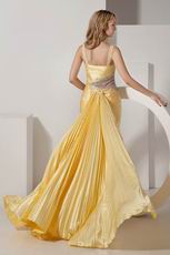 Sexy Straps Yellow Homecoming Dress Deatachable Panel Design