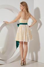 Yellow Lace Graduation Dress With Hunter Green Sash