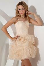 Spaghetti Straps Champagne Organza Graduation Dress