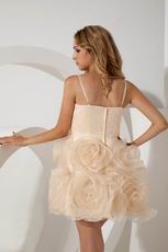 Spaghetti Straps Champagne Organza Graduation Dress