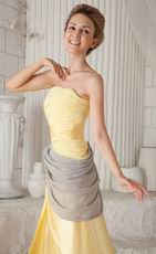 Cheap Strapless Yellow Amazing Prom Dresses With Front Split Skirt