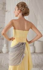 Cheap Strapless Yellow Amazing Prom Dresses With Front Split Skirt