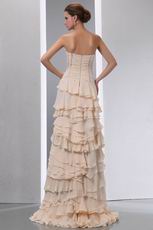 Unique Ruffled Layers Cascade Bisque Chiffon Design Prom Dress