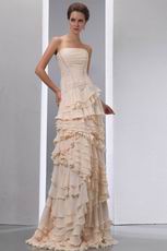 Unique Ruffled Layers Cascade Bisque Chiffon Design Prom Dress