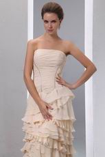 Unique Ruffled Layers Cascade Bisque Chiffon Design Prom Dress