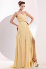 Sweetheart Column Champagne Yellow Prom Dress With Side Split