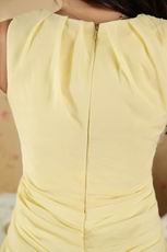 Knee Length Yellow Chiffon Dress To Graduation Wear