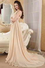 Halter Top Champagne Chiffon Evening Celebrity Dress For Sale