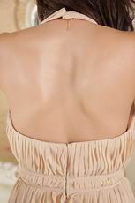 Halter Top Champagne Chiffon Evening Celebrity Dress For Sale