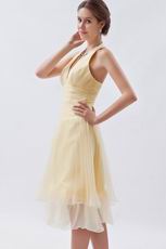 Halter Ruched A-line Daffodil Short Dress For Party