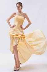 Sexy Strapless High Low Style Moon Yellow Taffeta Prom Dress