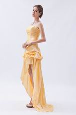 Sexy Strapless High Low Style Moon Yellow Taffeta Prom Dress