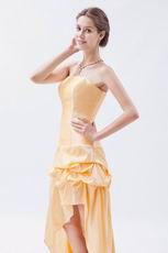 Sexy Strapless High Low Style Moon Yellow Taffeta Prom Dress