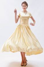 Short Sleeves Champagne Yellow Formal Celebrity Dress In Nevada