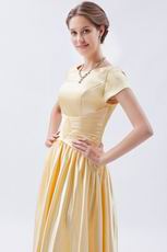 Short Sleeves Champagne Yellow Formal Celebrity Dress In Nevada