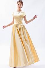 Short Sleeves Champagne Yellow Formal Celebrity Dress In Nevada