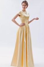 Short Sleeves Champagne Yellow Formal Celebrity Dress In Nevada