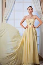Sweetheart Crystals Empire Moon Yellow Chiffon Prom Dress