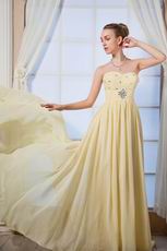 Sweetheart Crystals Empire Moon Yellow Chiffon Prom Dress