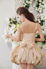 Spaghetti Straps Champagne Sweet 16 Dress With Bowknot Design