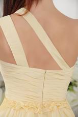 Light Yellow One Shoulder Knee Length Sweet 16 Dress