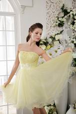 Strapless Mini-length Light Yellow Sweet 16 Dress Cheap