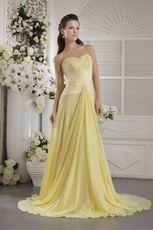 Beaded Sweetheart Yellow Chiffon Designer Prom Dress With Split