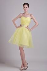 Sweetheart Style Knee Length Short Yellow Sweet 16 Dress