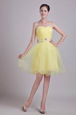 Sweetheart Style Knee Length Short Yellow Sweet 16 Dress