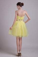 Sweetheart Style Knee Length Short Yellow Sweet 16 Dress