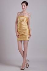 Golden Strapless Short 2014 Design Graduation Dress