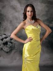 Column Sweetheart Canary Yellow Pretty Prom Dress Cheap