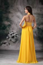 Empire Halter Sun Orange Chiffon 2014 Prom Celebrity Dress