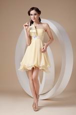 Daffodil Chiffon One Shoulder Neck Sweet Sixteen Dress