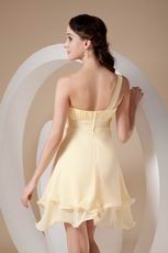 Daffodil Chiffon One Shoulder Neck Sweet Sixteen Dress